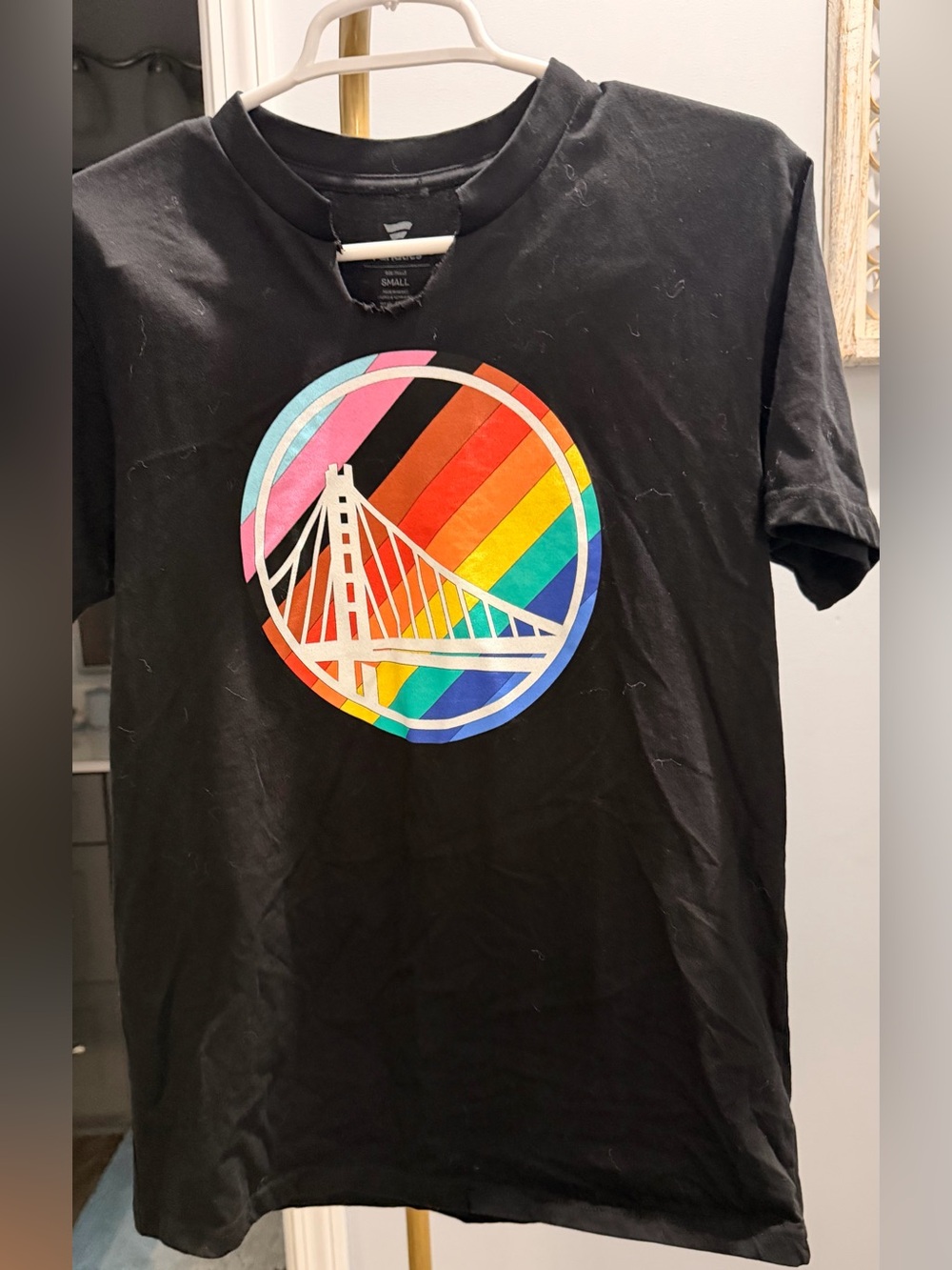 Fanatics Black Tee with Rainbow Bridge Emblem